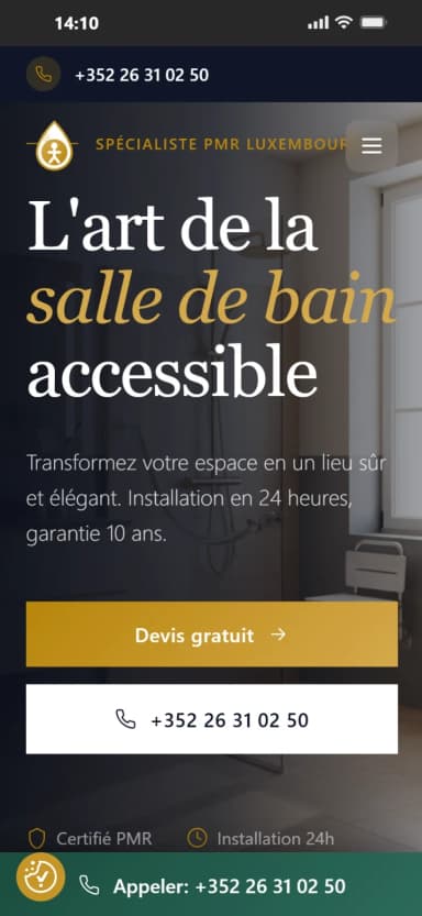 Site web Salle de Bain PMR — Salle de bains PMR, Luxembourg