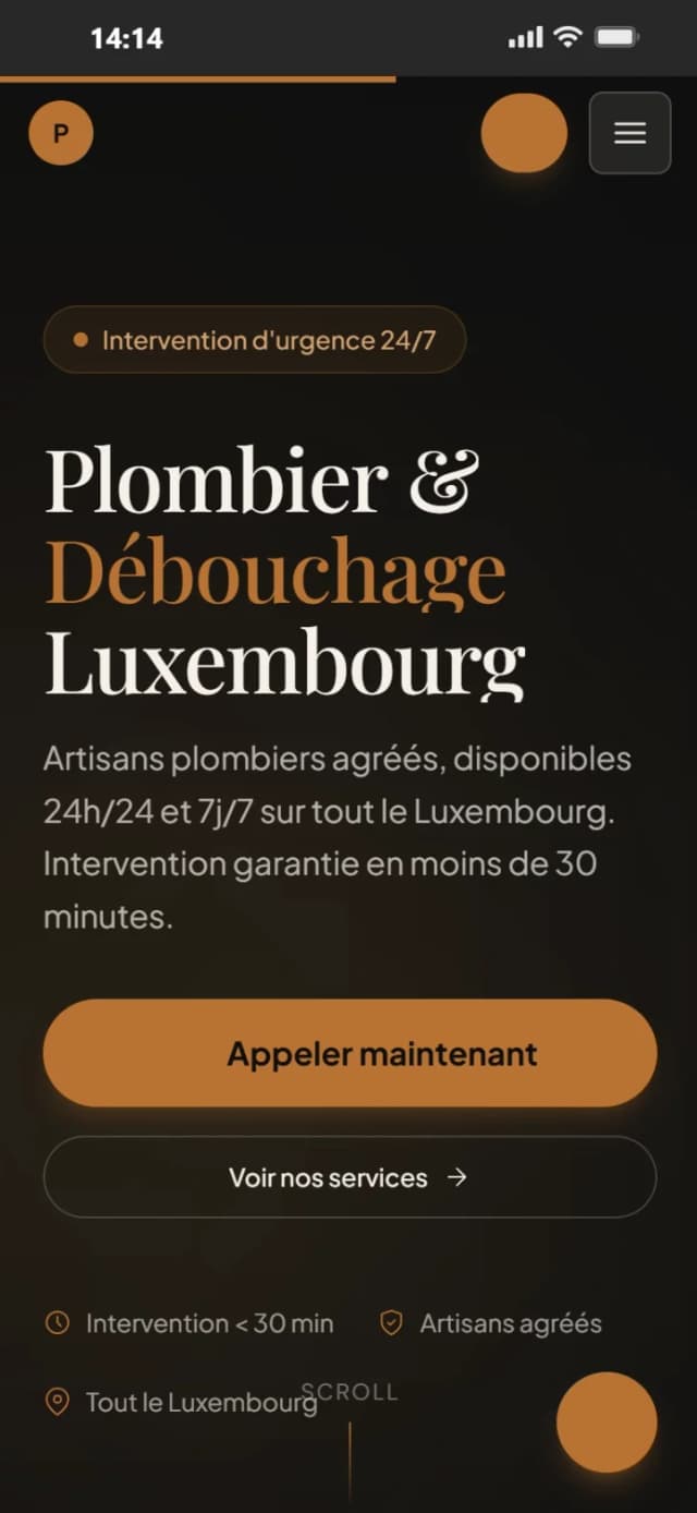 Site web Plombier Débouchage — Plomberie & Débouchage, Luxembourg